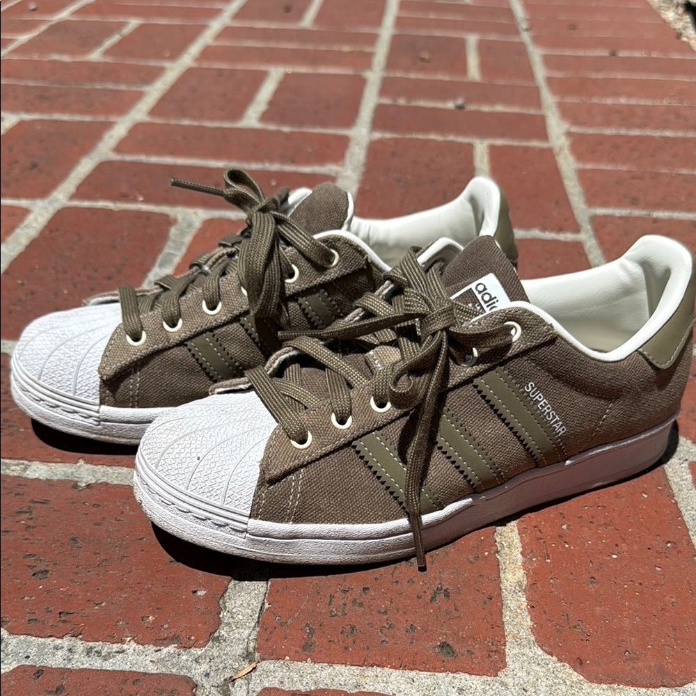 Rare Adidas Superstar Olive Canvas Superstars